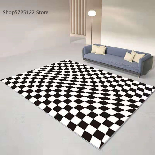Fioletowo-biały Retro marokański dywan w kratkę do salonu i sypialni - miękki i puszysty, duży dywan Nordic Plaid - Wianko - 3
