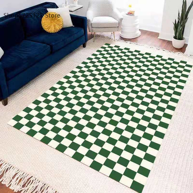 Fioletowo-biały Retro marokański dywan w kratkę do salonu i sypialni - miękki i puszysty, duży dywan Nordic Plaid - Wianko - 10