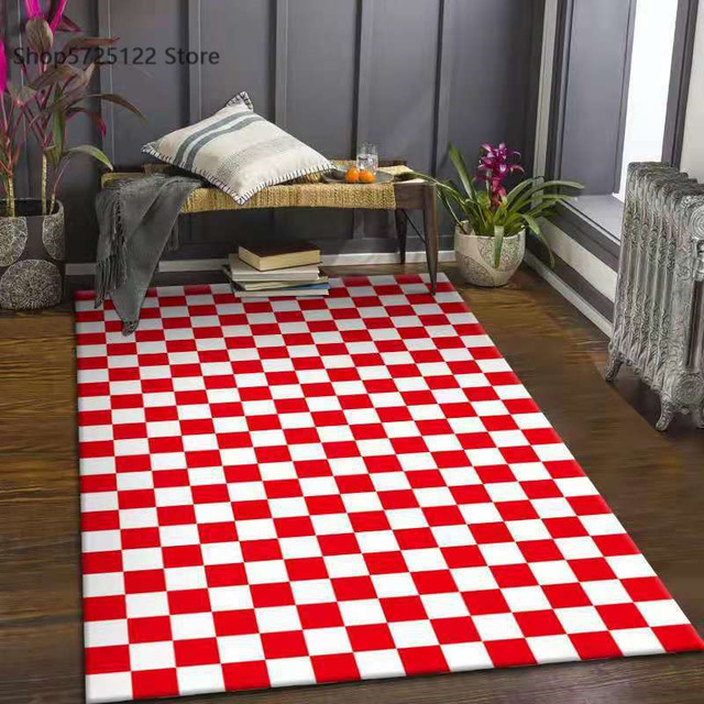 Fioletowo-biały Retro marokański dywan w kratkę do salonu i sypialni - miękki i puszysty, duży dywan Nordic Plaid - Wianko - 2
