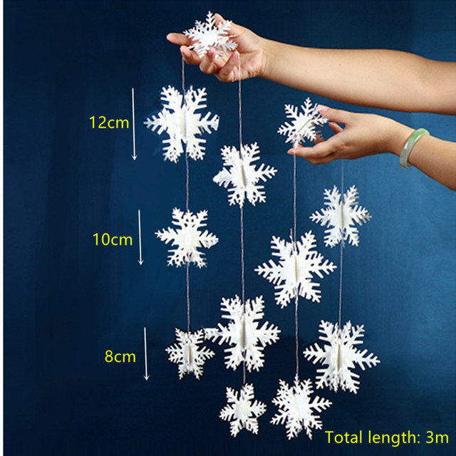 3D girlanda śnieżnych płatków papierowych ozdób choinkowych na Nowy Rok 2022 - dekoracje świąteczne Noel Natal Pandents - Wianko - 48