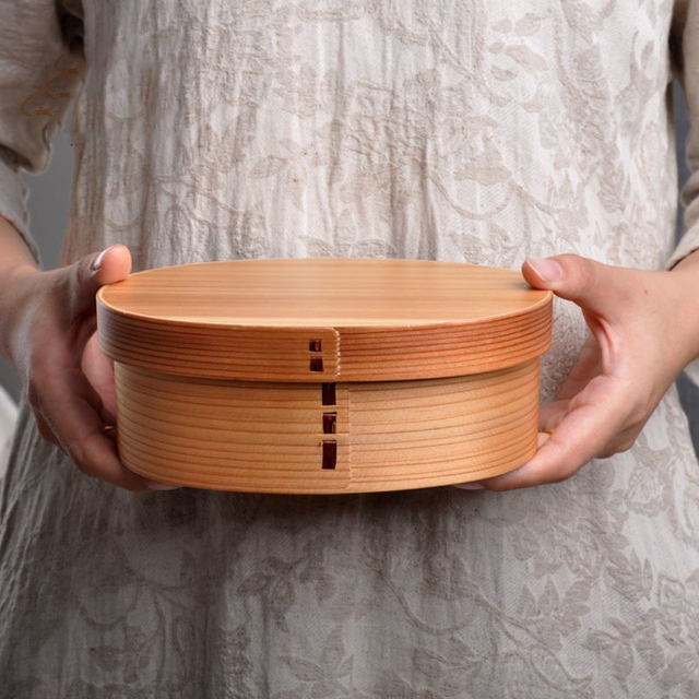 Pudełko na Lunch z przegródkami do Sushi - solidna drewniana japońska żywność, futerał jednowarstwowy Bento Case, akcesoria do pikników domowych - Wianko - 4
