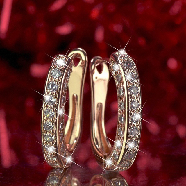 Białe cyrkonowe złote/różowe złote/srebrne okrągłe kolczyki Hoop w trzech stylach dla kobiet - prezenty ślubne - Wianko - 3