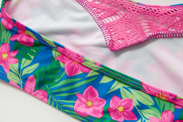Dwuczęściowy strój kąpielowy dla dziewczyn, tropikalny kwiatowy wzór, dostępny w rozmiarach 2-15 lat - ST200 - Wianko - 5