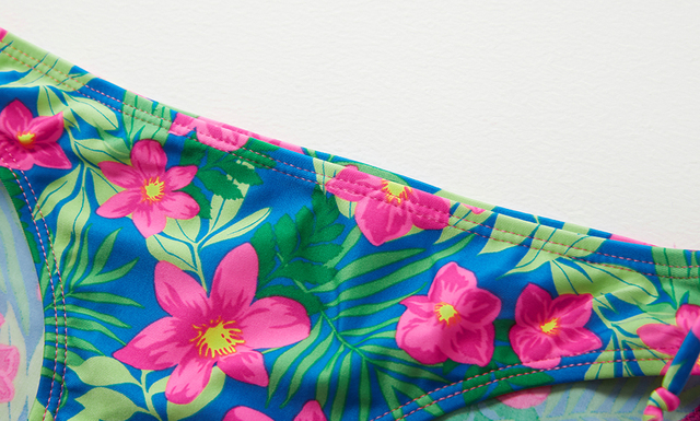 Dwuczęściowy strój kąpielowy dla dziewczyn, tropikalny kwiatowy wzór, dostępny w rozmiarach 2-15 lat - ST200 - Wianko - 7