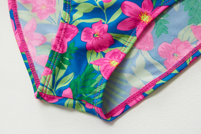 Dwuczęściowy strój kąpielowy dla dziewczyn, tropikalny kwiatowy wzór, dostępny w rozmiarach 2-15 lat - ST200 - Wianko - 9