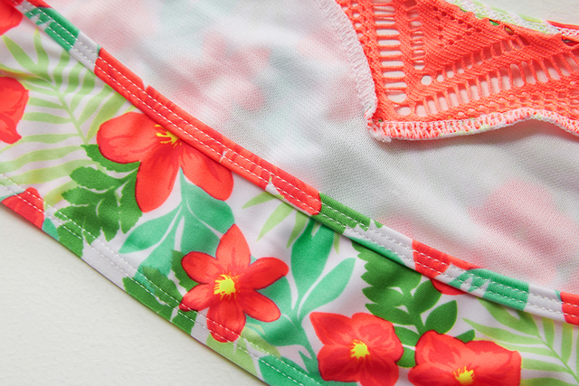 Dwuczęściowy strój kąpielowy dla dziewczyn, tropikalny kwiatowy wzór, dostępny w rozmiarach 2-15 lat - ST200 - Wianko - 15