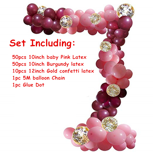 Balony Garland Arch DIY - wino różowe złoto konfetti, baby shower, ślub - dekoracje - Wianko - 1