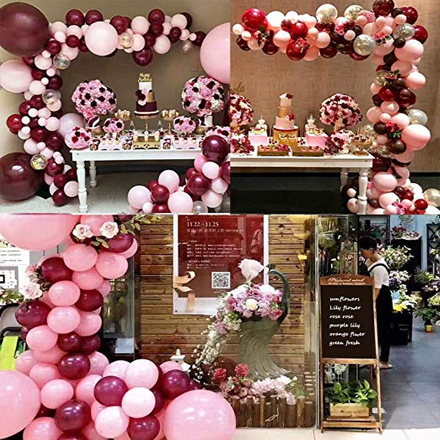 Balony Garland Arch DIY - wino różowe złoto konfetti, baby shower, ślub - dekoracje - Wianko - 3