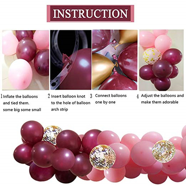 Balony Garland Arch DIY - wino różowe złoto konfetti, baby shower, ślub - dekoracje - Wianko - 4