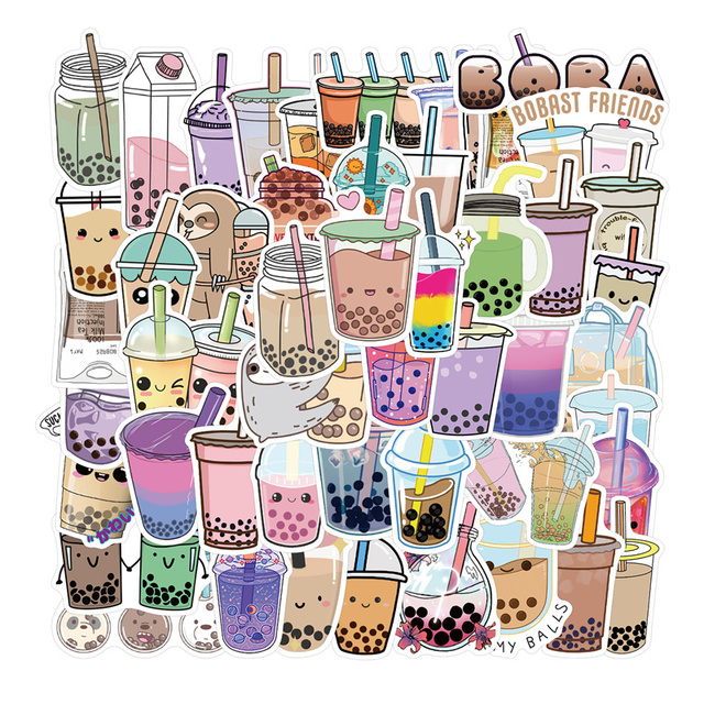 Naklejki Cute Cartoon perła herbata mleczna dla dziewczyny - 10/50 sztuk - Wianko - 1