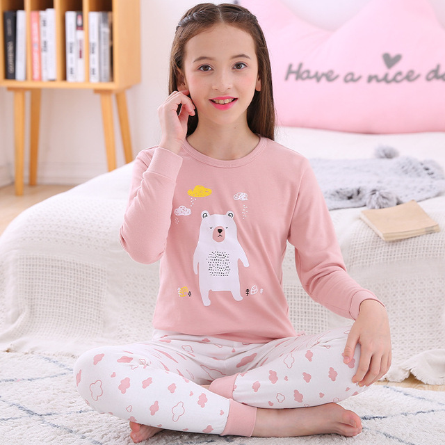 Dziecięce piżamy chłopięce z długim rękawem, bawełniane, kreskówkowe, dla nastolatków dziewcząt - zestaw dziecięcy Homewear - Wianko - 13