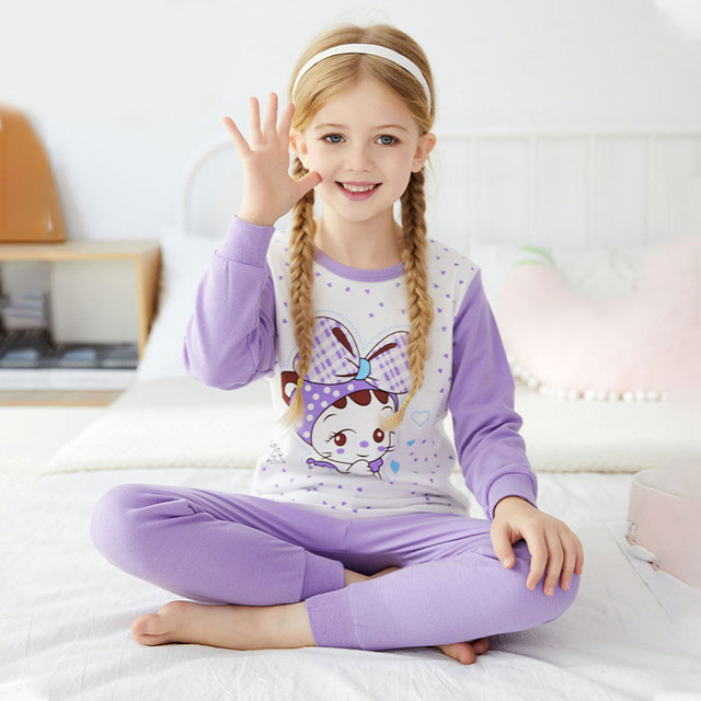 Dziecięce piżamy chłopięce z długim rękawem, bawełniane, kreskówkowe, dla nastolatków dziewcząt - zestaw dziecięcy Homewear - Wianko - 15