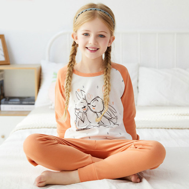 Dziecięce piżamy chłopięce z długim rękawem, bawełniane, kreskówkowe, dla nastolatków dziewcząt - zestaw dziecięcy Homewear - Wianko - 14