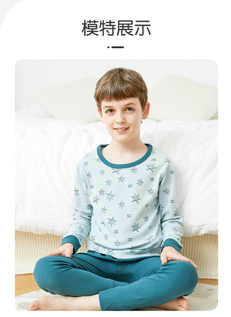 Dziecięce piżamy chłopięce z długim rękawem, bawełniane, kreskówkowe, dla nastolatków dziewcząt - zestaw dziecięcy Homewear - Wianko - 5