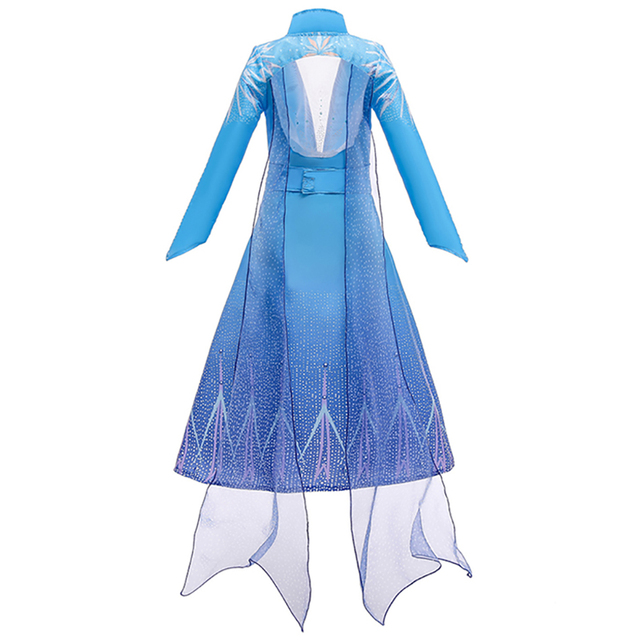 Sukienka dziecięca Elsa Królowa Śniegu 2 z płaszczem i nadrukiem skrzydła, jesienno-zimowa - Wianko - 4