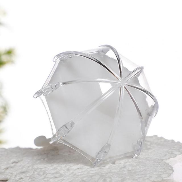 Pudełko cukierków Mini w kształcie parasola - 12 sztuk, przeźroczyste tworzywo sztuczne, idealne na urodziny i prezenty - Wianko - 8