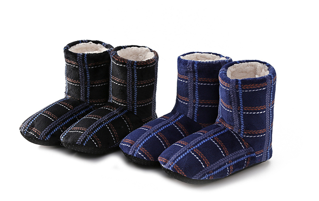 Męskie kapcie z grubej, kaszmirowej tkaniny w kratę z antypoślizgowym podeszwą, idealne na jesień i zimę - Wianko - 3
