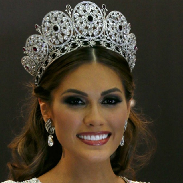 Luksusowa koronkowa tiara Miss World z kolorowymi kamieniami ozdobnymi - Wianko - 2