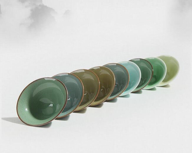 Zestaw 4 eleganckich kubków herbaty w stylu chińskim - seledonowy ceramiczny kapelusz pojedynczy kubek duża filiżanka mistrz kubek herbaty miska - Wianko - 1