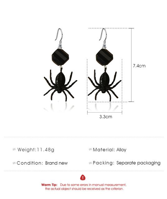 Duże czarne kolczyki w kształcie pająka z akrylu - idealne na Halloween - Wianko - 2