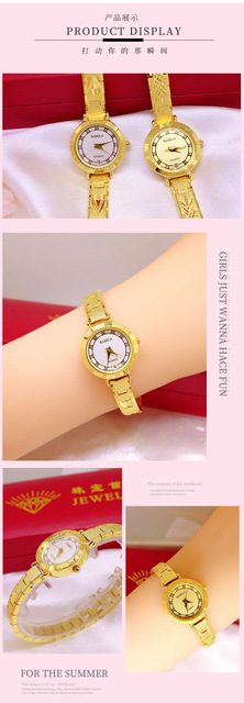 Złoty zegarek damski Placer 18K w stylu retro, wodoodporny z małym kalendarzem - Wianko - 7