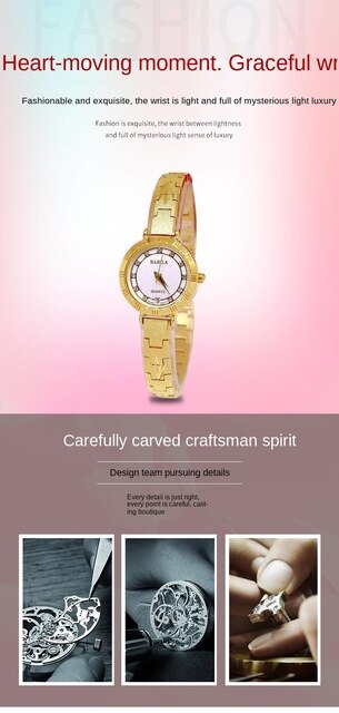 Złoty zegarek damski Placer 18K w stylu retro, wodoodporny z małym kalendarzem - Wianko - 1