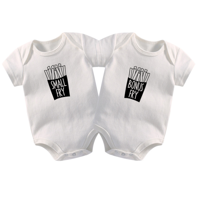 Body dla niemowląt Baby Twins - małe Fry Bonus Fry, letnie, bawełniane, śmieszne pajacyki dla noworodków chłopców i dziewcząt, śpioszki niemowlęce - Wianko - 3