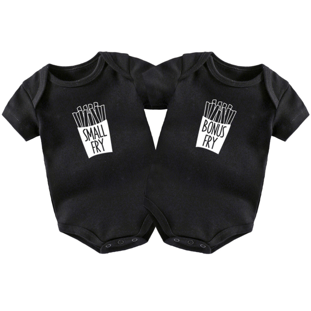Body dla niemowląt Baby Twins - małe Fry Bonus Fry, letnie, bawełniane, śmieszne pajacyki dla noworodków chłopców i dziewcząt, śpioszki niemowlęce - Wianko - 4