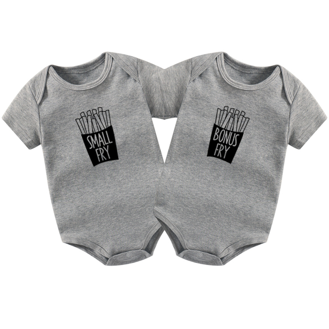 Body dla niemowląt Baby Twins - małe Fry Bonus Fry, letnie, bawełniane, śmieszne pajacyki dla noworodków chłopców i dziewcząt, śpioszki niemowlęce - Wianko - 5