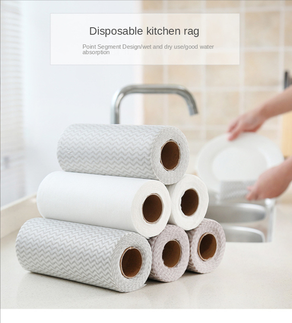 50 sztuk/rolka ręcznik kuchenny leniwe jednorazowe bambusowe gąbki do czyszczenia naczyń - Wianko - 1