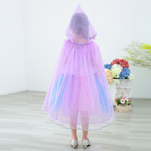 Tiulowa płaszczykowa przebranka księżniczki dla dziecka w kolorach tęczy z cekinami - Wianko - 11
