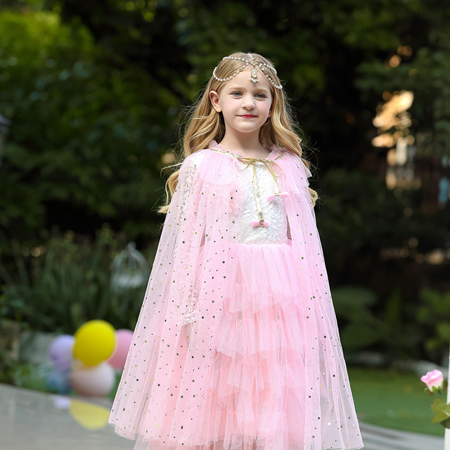 Tiulowa płaszczykowa przebranka księżniczki dla dziecka w kolorach tęczy z cekinami - Wianko - 41