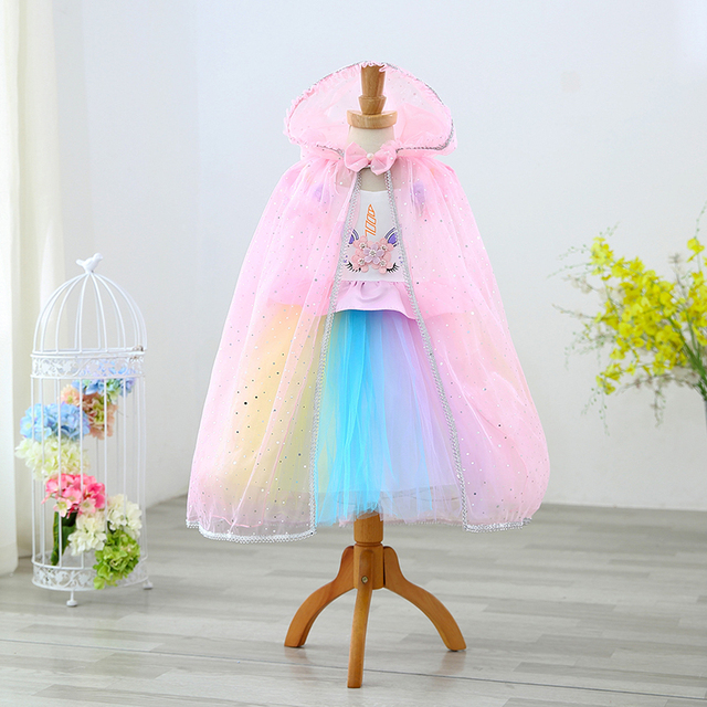Tiulowa płaszczykowa przebranka księżniczki dla dziecka w kolorach tęczy z cekinami - Wianko - 18