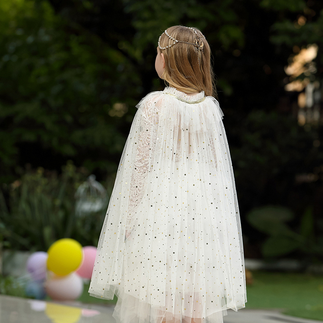 Tiulowa płaszczykowa przebranka księżniczki dla dziecka w kolorach tęczy z cekinami - Wianko - 40