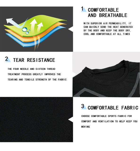 Koszulka sportowa męska do biegania i treningu, szybkoschnąca, kompresyjna, przeciwpotowa - Wianko - 4