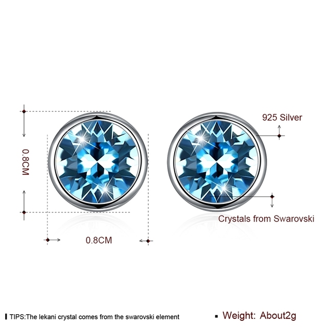 Srebrne kolczyki z okrągłymi kryształami Swarovskiego – elegancka biżuteria dla kobiet - Wianko - 2