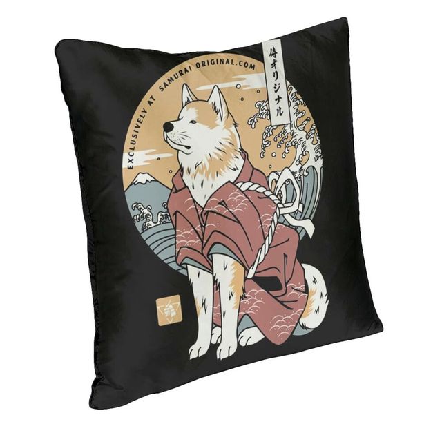 Poszewka na poduszkę Pies Akita samuraj wojownik, 60*60 cm, japońska kreskówka - Wianko - 2
