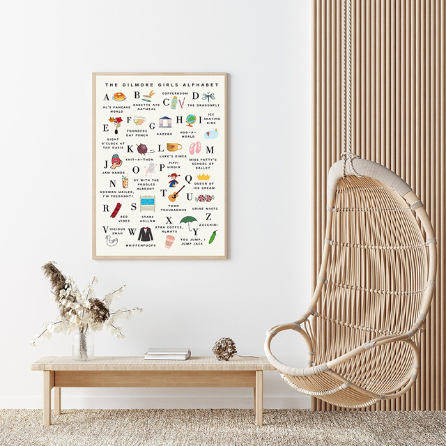 Abstrakcyjne dyszenie Gilmore Girls ABC - plakat z alfabetem na płótnie, idealny do dekoracji wnętrz - Wianko - 4