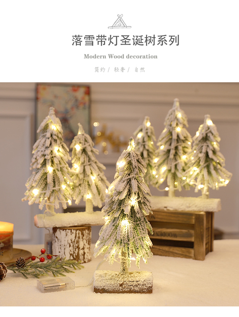 35cm drzewo bożonarodzeniowe z oświetleniem i dekoracyjnym śniegiem do wystroju domu na święta - Wianko - 16