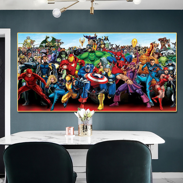 Plakat Avengers Marvel Spiderman na płótnie do dekoracji salonu - Malarstwo Superhero Cuadros - Wianko - 3