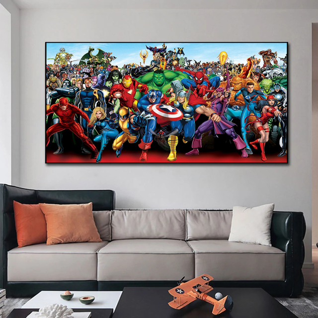 Plakat Avengers Marvel Spiderman na płótnie do dekoracji salonu - Malarstwo Superhero Cuadros - Wianko - 5