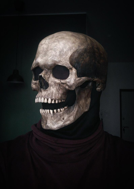 Maska Halloween z ruchomą szczęką na całą głowę - dekoracyjna maska czaszki, idealna na imprezy, cosplay i prezent (2021) - Wianko - 21