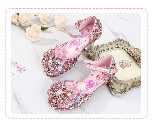 Nowa wiosna-lato: dziecięce skórzane płaskie sandały dla dziewczynek, Księżniczka Elza, potańcówka, kryształowe sandały dla niemowląt - Wianko - 13