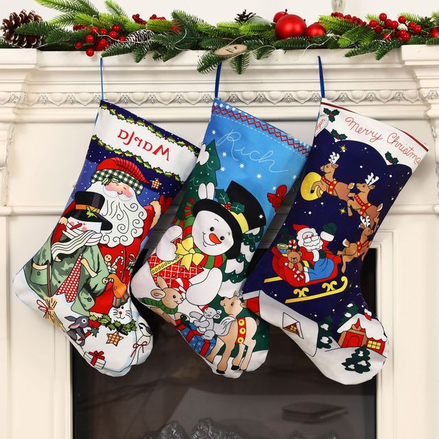 Dekoracje świąteczne z nadrukiem kreskówkowym - prezentowa torba dekoracyjna na skarpety do kominka dla dzieci z uchwytem na cukierki - Home Decor - Wianko - 7