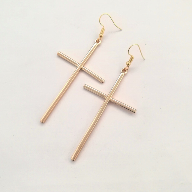 Moda - koronkowy wisiorek kolczyk w kształcie krzyża dla kobiet - złoto - Wianko - 3