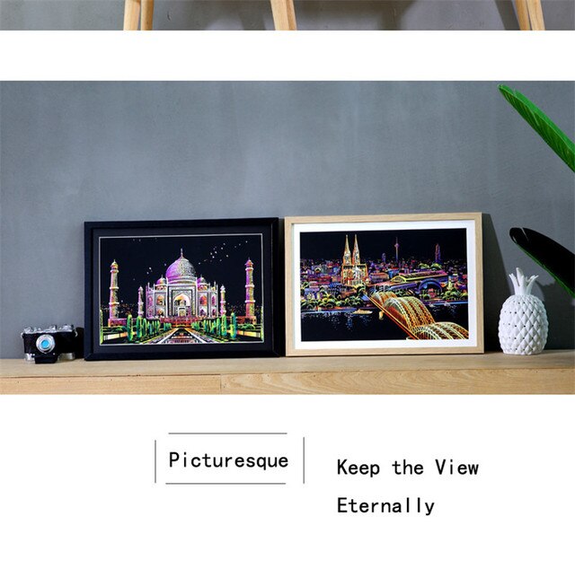 Zestaw kreatywny: DPF Scratch Pictures - papier 41x28.7cm, pocztówka Japonia, góra Fuji, prezenty artystyczne, moda DIY, rysunek, ściana z obrazami - Wianko - 19
