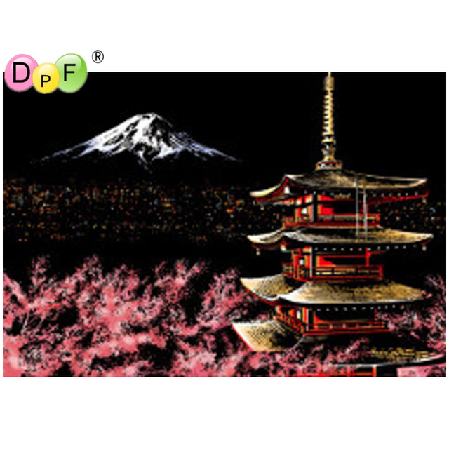 Zestaw kreatywny: DPF Scratch Pictures - papier 41x28.7cm, pocztówka Japonia, góra Fuji, prezenty artystyczne, moda DIY, rysunek, ściana z obrazami - Wianko - 10