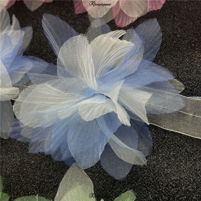 10 jardów Gradient Organza z 3D kwiatami - koronkowe wykończenia do DIY, handmade obuwia, damskich kapeluszy i ozdób do ciast - Wianko - 18