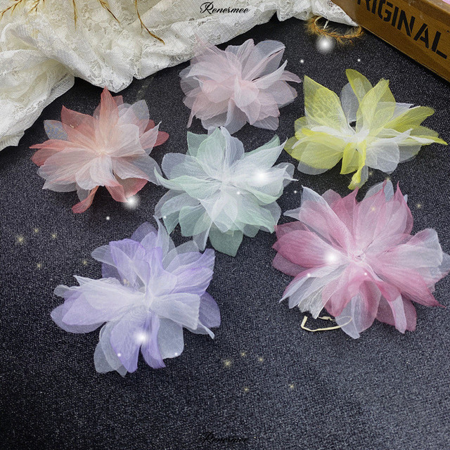 10 jardów Gradient Organza z 3D kwiatami - koronkowe wykończenia do DIY, handmade obuwia, damskich kapeluszy i ozdób do ciast - Wianko - 9