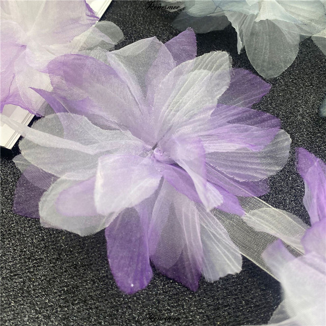 10 jardów Gradient Organza z 3D kwiatami - koronkowe wykończenia do DIY, handmade obuwia, damskich kapeluszy i ozdób do ciast - Wianko - 22
